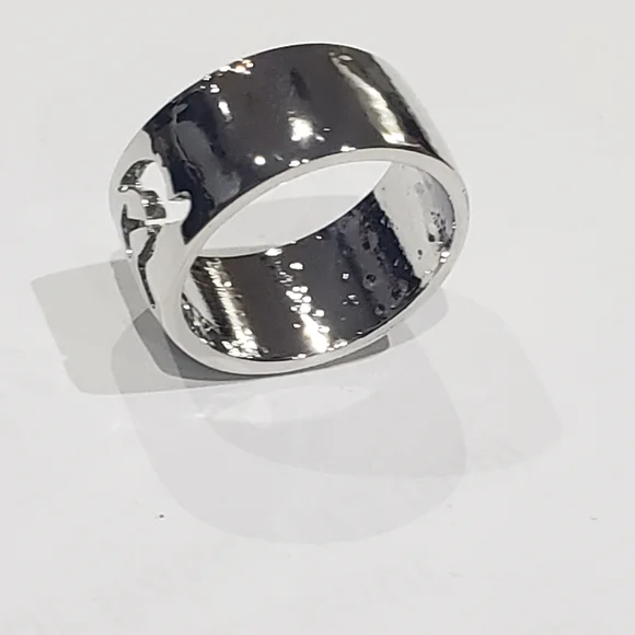 Elegant 925 Silver Filled Openwork Sickle Men & Women Ring Size 7 - Picture 7 of 8